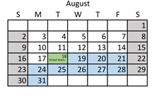 District School Academic Calendar for North Star School for August 2026