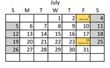 District School Academic Calendar for North Star School for July 2026