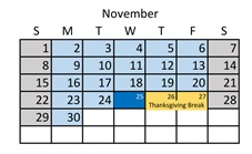 District School Academic Calendar for North Star School for November 2026