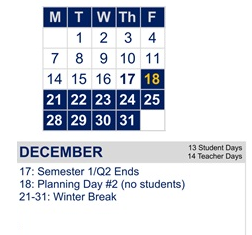 District School Academic Calendar for Madison (james) Elementary for December 2026