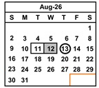 District School Academic Calendar for Del Rey Elementary for August 2026
