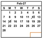 District School Academic Calendar for Del Rey Elementary for February 2027