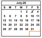 District School Academic Calendar for Del Rey Elementary for July 2026