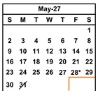 District School Academic Calendar for Del Rey Elementary for May 2027