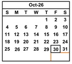 District School Academic Calendar for Del Rey Elementary for October 2026