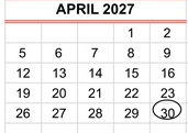 District School Academic Calendar for Del Mar Elementary for April 2027