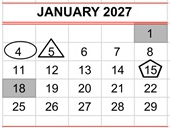 District School Academic Calendar for Del Mar Elementary for January 2027