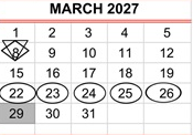 District School Academic Calendar for Del Mar Elementary for March 2027