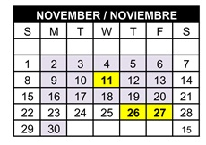 District School Academic Calendar for Discovery Elementary for November 2026
