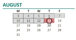 District School Academic Calendar for Choices Charter for August 2026