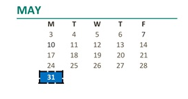 District School Academic Calendar for Choices Charter for May 2027