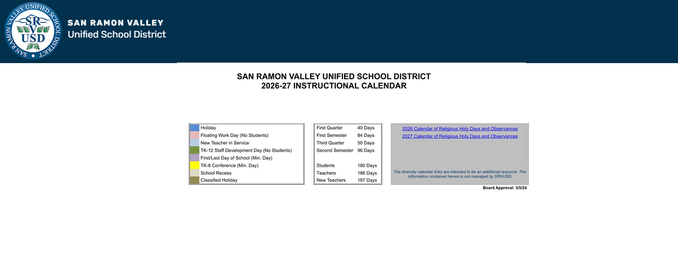 District School Academic Calendar Key for Hidden Hills Elementary
