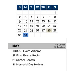 District School Academic Calendar for Hidden Hills Elementary for May 2027