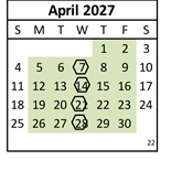 District School Academic Calendar for Hallmark Charter for April 2027