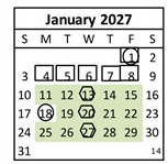 District School Academic Calendar for Hallmark Charter for January 2027