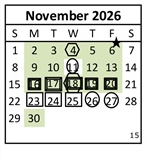 District School Academic Calendar for Hallmark Charter for November 2026