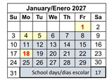District School Academic Calendar for Franklin Elementary for January 2027