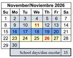 District School Academic Calendar for Franklin Elementary for November 2026