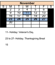 District School Academic Calendar for Alternative Family Education (afe) for November 2026