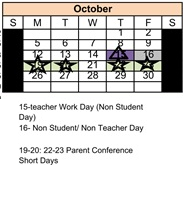 District School Academic Calendar for Alternative Family Education (afe) for October 2026