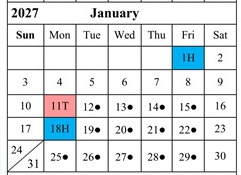 District School Academic Calendar for Bruce (robert)  Elementary for January 2027