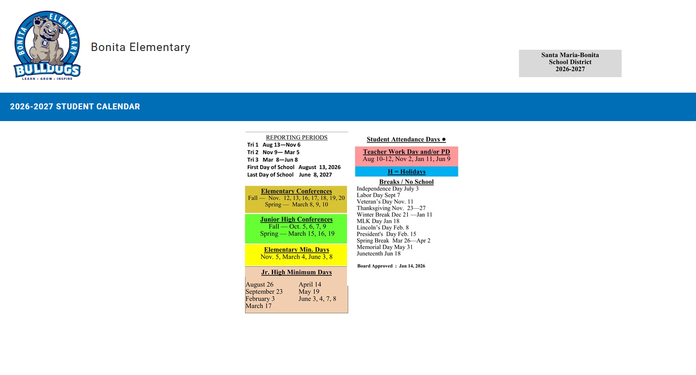 District School Academic Calendar Key for Bruce (robert)  Elementary