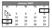 District School Academic Calendar for Edison Elementary for January 2027