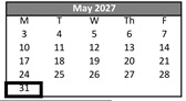 District School Academic Calendar for Edison Elementary for May 2027