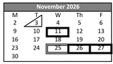 District School Academic Calendar for Edison Elementary for November 2026