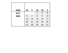 District School Academic Calendar for Doyle Park Elementary for July 2026