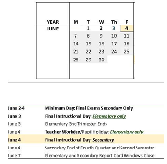 District School Academic Calendar for Doyle Park Elementary for June 2027