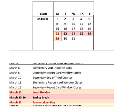 District School Academic Calendar for Doyle Park Elementary for March 2027