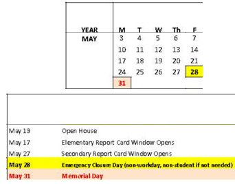 District School Academic Calendar for Doyle Park Elementary for May 2027