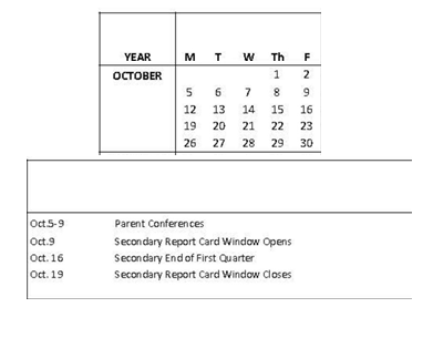 District School Academic Calendar for Doyle Park Elementary for October 2026