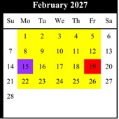 District School Academic Calendar for Lewis Opportunity for February 2027