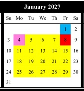 District School Academic Calendar for Lewis Opportunity for January 2027