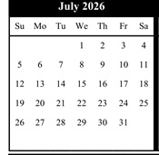 District School Academic Calendar for Lewis Opportunity for July 2026