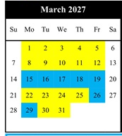 District School Academic Calendar for Lewis Opportunity for March 2027