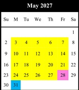 District School Academic Calendar for Lewis Opportunity for May 2027