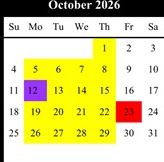 District School Academic Calendar for Lewis Opportunity for October 2026