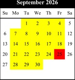 District School Academic Calendar for Lewis Opportunity for September 2026