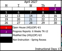 District School Academic Calendar for Mac Arthur Fundamental Intermediate for April 2027