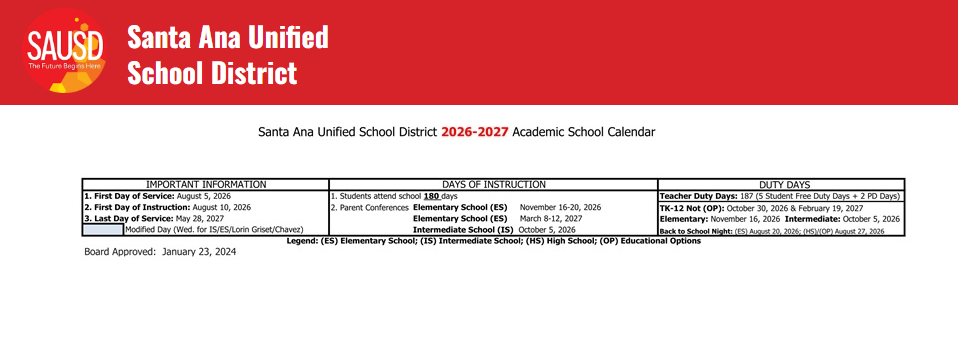 District School Academic Calendar Key for Mac Arthur Fundamental Intermediate