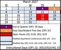 District School Academic Calendar for Mac Arthur Fundamental Intermediate for March 2027