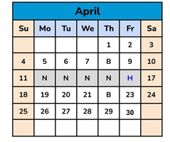 District School Academic Calendar for Wilson ALTERN. (k-12) for April 2027