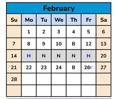 District School Academic Calendar for Wilson ALTERN. (k-12) for February 2027