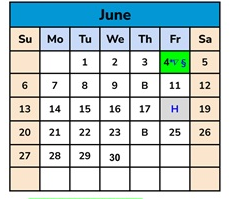 District School Academic Calendar for Wilson ALTERN. (k-12) for June 2027