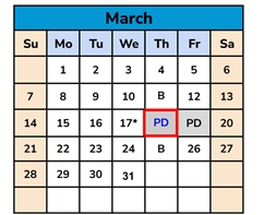 District School Academic Calendar for Wilson ALTERN. (k-12) for March 2027