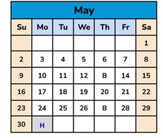 District School Academic Calendar for Wilson ALTERN. (k-12) for May 2027