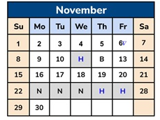 District School Academic Calendar for Wilson ALTERN. (k-12) for November 2026